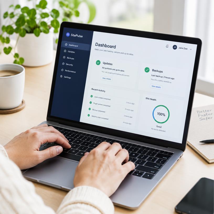 Laptop met een onderhoudsdashboard